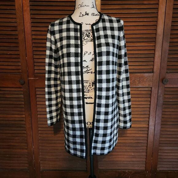 Talbots Buffalo Check Plaid Duster Cardigan - Picture 2 of 12